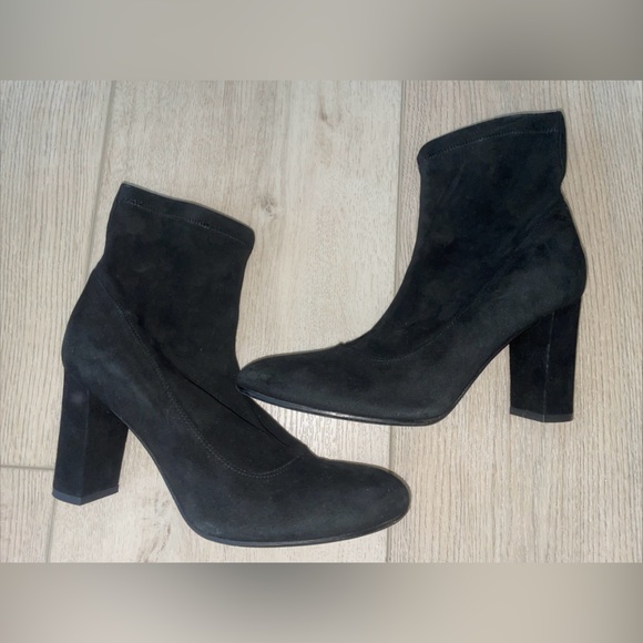 Barneys New York Black Suede Ankle Boots Pointed Toe Block Heel EU 38.5 - Picture 4 of 9